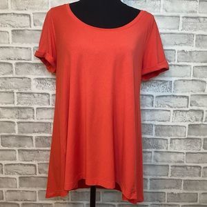 Lands End Top Orange Short Sleeve Size Medium HighLow